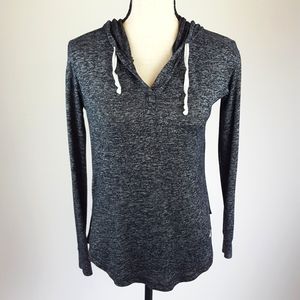 Hollister marled dark grey stretchy v-neck pullover hoodie sweat shirt xs